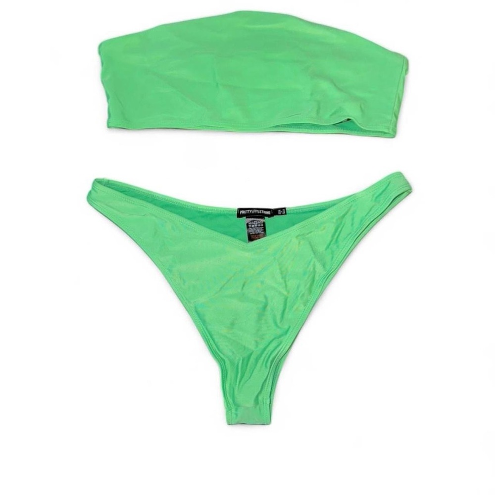 PrettyLittleThing Bright Green Bandeau Bikini Set